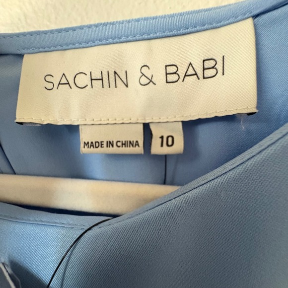 $450 NWT SACHIN & BABI Annie Chambray Blue Dress Balloon Sleeve Wedding SIZE 10 - Picture 7 of 12